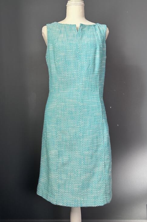 Talbots Dresses & Skirts - Talbots Sleeveless Dress Teal Tweed Summer Spring Coastal Preppy Classic 12P